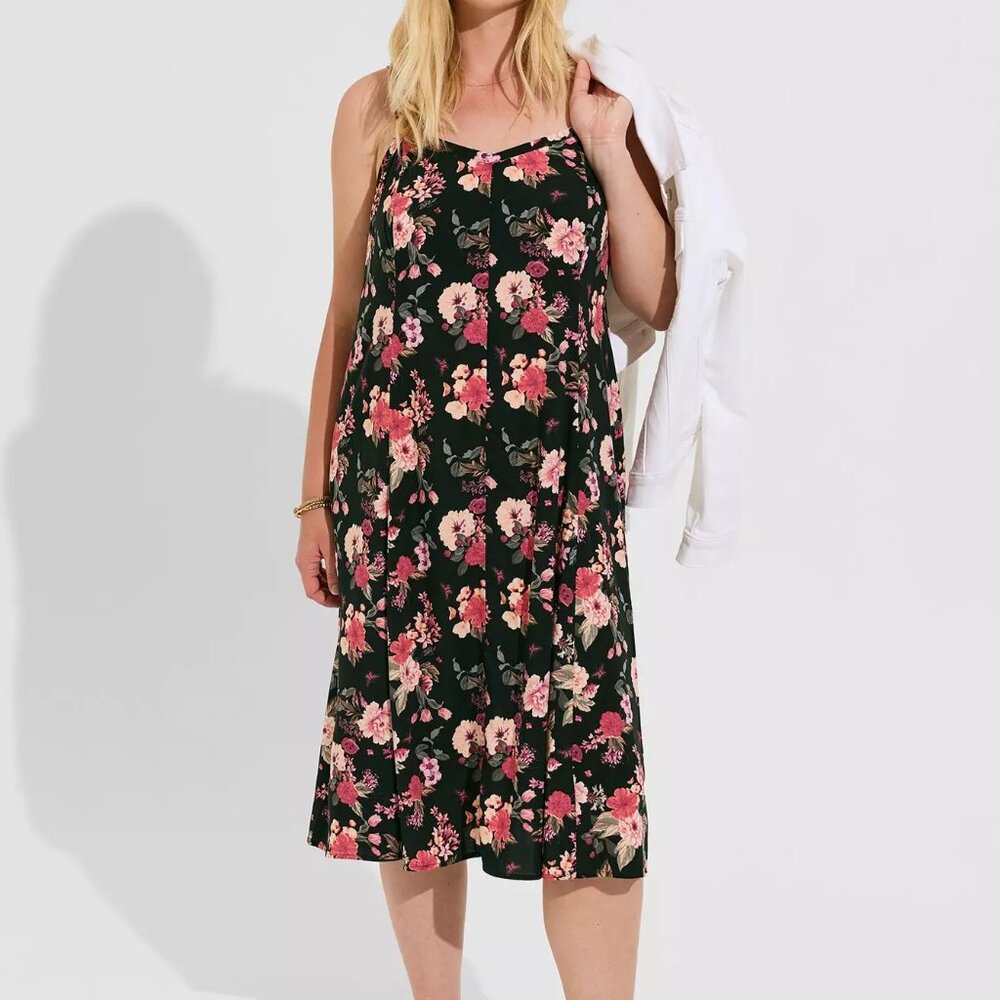 ❤️NWT TORRID MIDI TRAPEZE POCKETS DRESS - SLEEVELESS FLORAL - PLUS SIZE